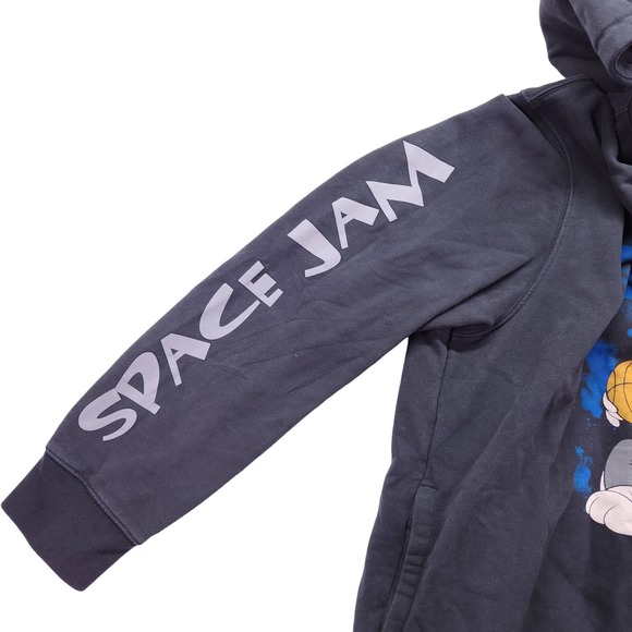 Vintage Tailgate Sweatshirt Mens Large Black Space Jam Hooded Looney Tunes - Picture 6 of 8